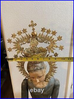 Gold Tone Hand Made Crown Halo For Antique Santos Or For Madonna Virgin Statue