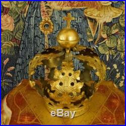 Gorgeous Antique French Repousse Brass Religious Statue Crown / Couronne, 19th C