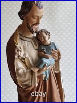 Gorgeous French antique Saint Joseph Jesus statue religious