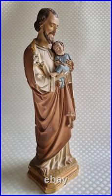 Gorgeous French antique Saint Joseph Jesus statue religious