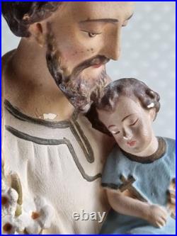 Gorgeous French antique Saint Joseph Jesus statue religious