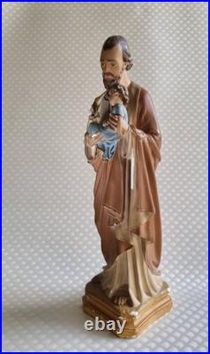 Gorgeous French antique Saint Joseph Jesus statue religious