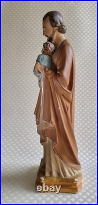 Gorgeous French antique Saint Joseph Jesus statue religious