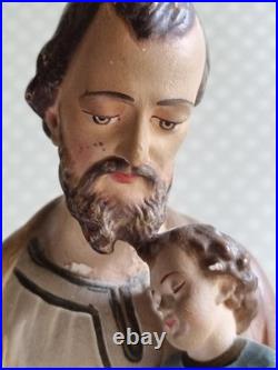 Gorgeous French antique Saint Joseph Jesus statue religious