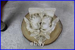Gorgeous french antique religious chalkware putti angels wall console