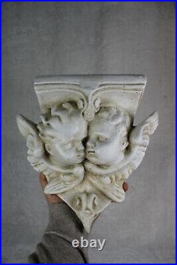 Gorgeous french antique religious chalkware putti angels wall console