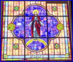 HUGE Antique Stained Glass Religious Jesus Window 15 FEET TALL, 15 FEET WIDE