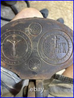 HUGE DEAL Antique Primitive Communion Wafer Iron with Religious Symbols