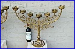 HUGE pair French church altar candelabras Candle holders religious top piece
