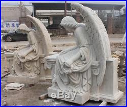 Hand Carved Marble Gravestone Angel, White Marble, Religious, Large