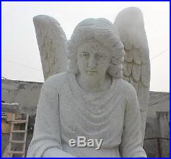 Hand Carved Marble Gravestone Angel, White Marble, Religious, Large
