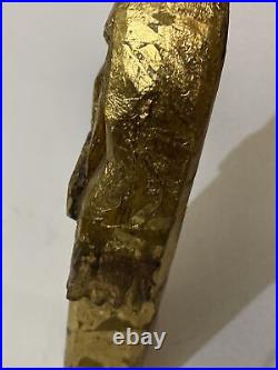 Hand Carved Religious Antique Painted Wooden Santos Figure Gold Leaf Read Desc