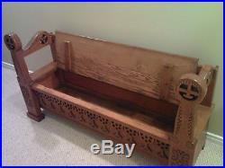 Handcrafted Religious Bench and Storage Settee