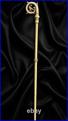 Handmade Religious Bishop Staff Antique Finish Crosier Foldable 72 Ceremoni