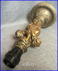 Heavy antique french lamp base made of brass rearly 1900's angels religious