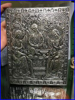Henryk Winograd Silver 925 Repoussé Icon Plaque Religious Saints Angles Trinity