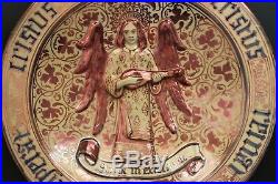 Hispano Moresque Lusterware Religious Angel Charger Plate La Ceramo Factory 19c