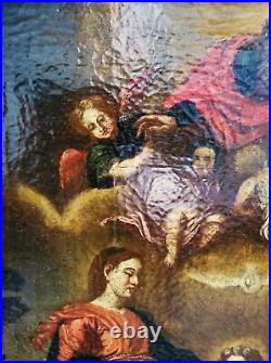 Holy Family & God Italian Renaissance Old Master 16th/17thC Antique Oil Painting