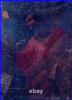 Huge 16th 17th Century St Bartholomew Spanish Old Master Antique Oil Painting
