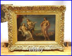 Huge 18th Century French Old Master Ariadne & Bacchus Antique Oil Painting Gods