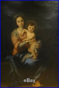 Huge 18th Century Spanish Old Master Madonna & Baby Antique Oil Painting MURILLO