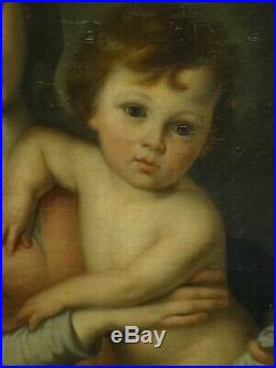 Huge 18th Century Spanish Old Master Madonna & Baby Antique Oil Painting MURILLO