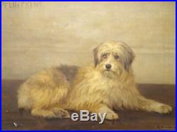 Huge 1905 Century English Terrier Dog Portrait Fluffkins Antique Signed