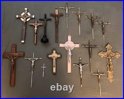 Huge Lot Of 17 Large Vintage Nuns Convent Crucifixes Religious Cross Crucifix