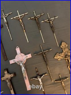 Huge Lot Of 17 Large Vintage Nuns Convent Crucifixes Religious Cross Crucifix