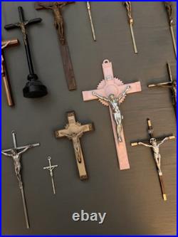 Huge Lot Of 17 Large Vintage Nuns Convent Crucifixes Religious Cross Crucifix