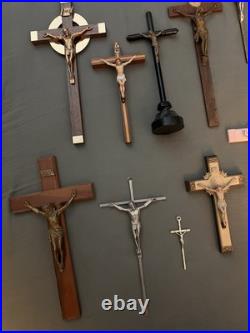 Huge Lot Of 17 Large Vintage Nuns Convent Crucifixes Religious Cross Crucifix