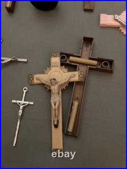 Huge Lot Of 17 Large Vintage Nuns Convent Crucifixes Religious Cross Crucifix