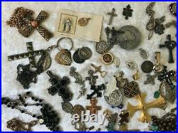 Huge Lot Over 5 Lbs. Antique Vintage Catholic Religious Holy Medals Pendants