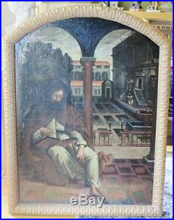 Huge Museum-Quality 17th C. Oil Painting of Christian Saint antique