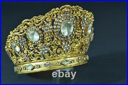 Huge & superb Antique religious Virgin Crown Napoleon III human size rhinestones
