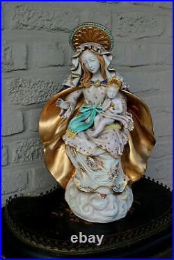 ITalian pattarino school Terra cotta Madonna child figurine statue religious