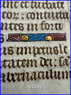 Illuminated Medieval Manuscript Leaf from a Book of Hours on vellum