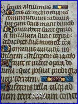 Illuminated Medieval Manuscript Leaf from a Book of Hours on vellum