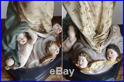 Immaculate Conception Virgin Mary Angeles Crescent Religious Statue Antique/671