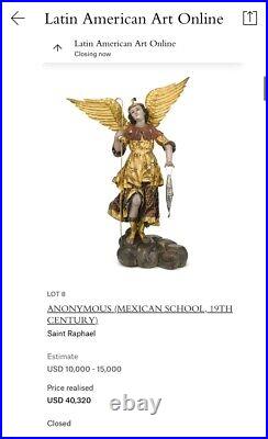 Important Colonial Saint Michael Archangel Sculpture Antique Santo Arcangel