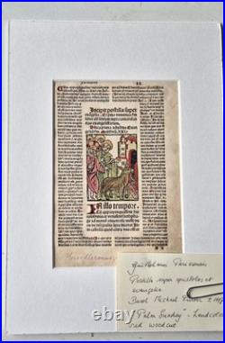 Incunabula 1495 Jezus enters Jeruzalem, hand-colored woodcut, old Bible