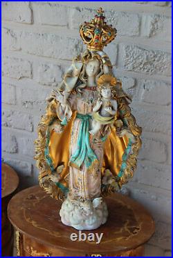 Italian XL Pattarino school terracotta Madonna child religious angels figurine