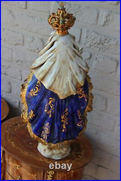 Italian XL Pattarino school terracotta Madonna child religious angels figurine
