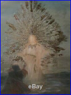 Ivan Aivazovsky ChristJesus Walking on Water Antique Picture Wooden Frame Glass