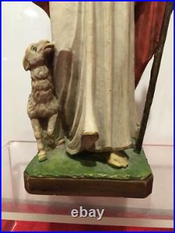 Jesus Antique Marble Statue 12 with lambs religious E T signed
