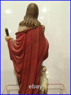 Jesus Antique Marble Statue 12 with lambs religious E T signed