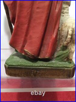 Jesus Antique Marble Statue 12 with lambs religious E T signed