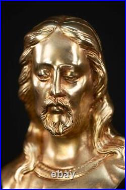 Jesus Bronze Sculpture Antique Christ Bust Artwork Religious Statue 7.1