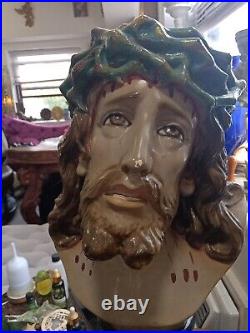 Jesus Christ Bust 19 In High Antique Hand Painted Religious For OBO