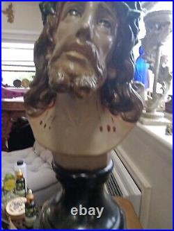 Jesus Christ Bust 19 In High Antique Hand Painted Religious For OBO